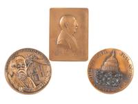 [MILITARIA]. Collection of over 75 late 19th-early 20th century medals, pinbacks, and souvenirs, with books and Civil War ephemera, including:
