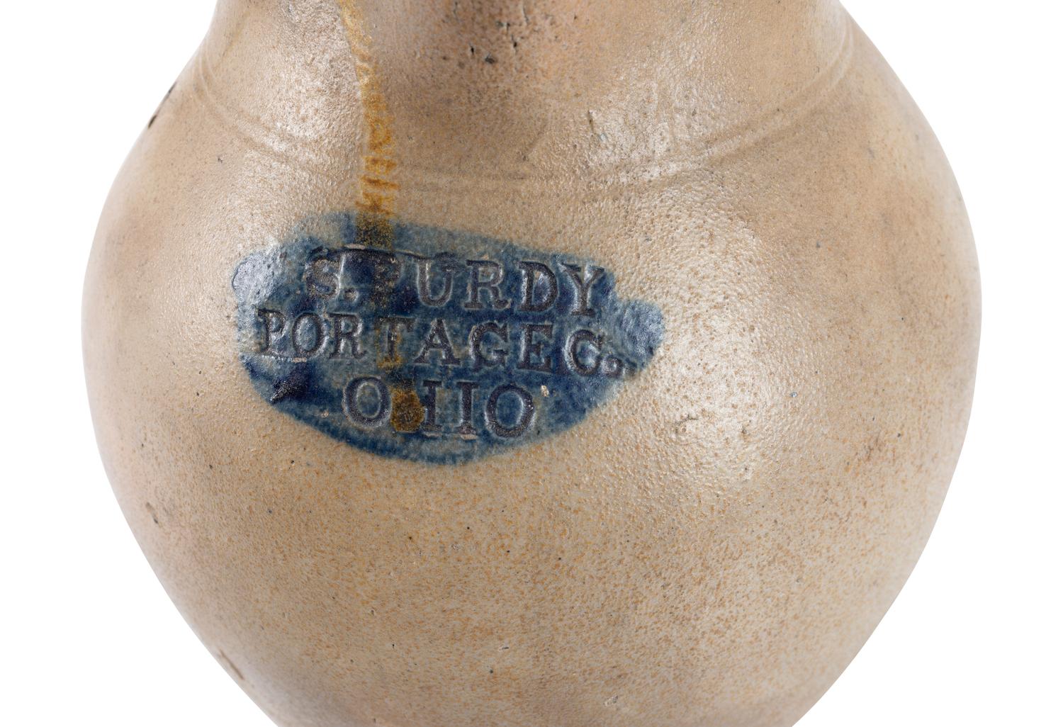 A Rare Solomon Purdy Stoneware Pitcher