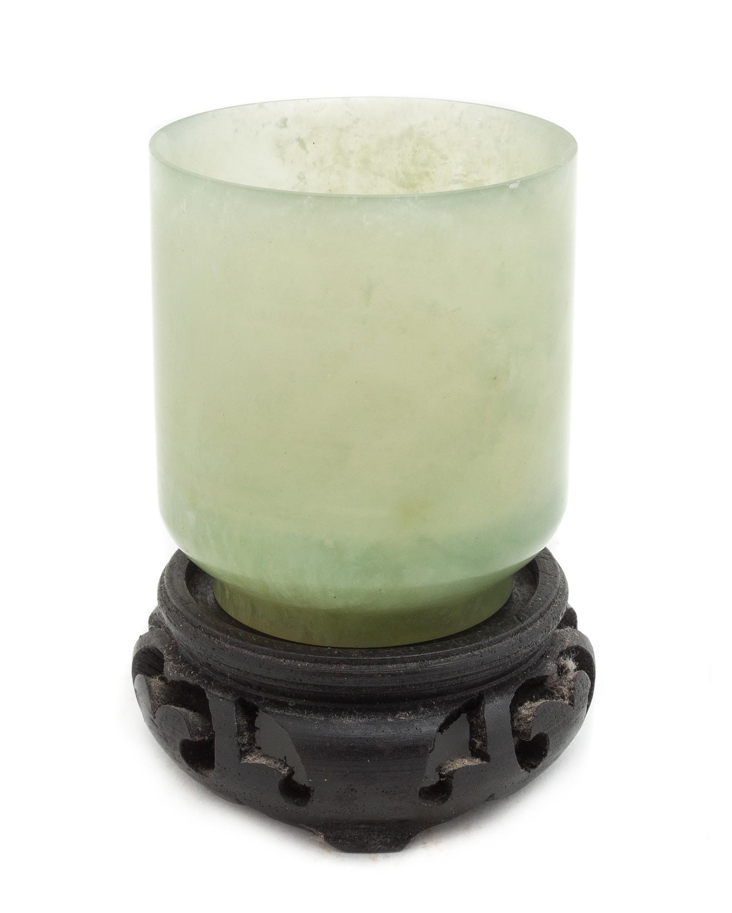 A Carved Hardstone Coupe, Height of cup 2 1/4 inches.