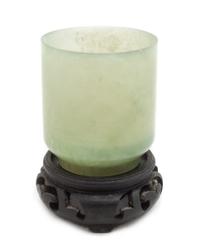 A Carved Hardstone Coupe, Height of cup 2 1/4 inches.