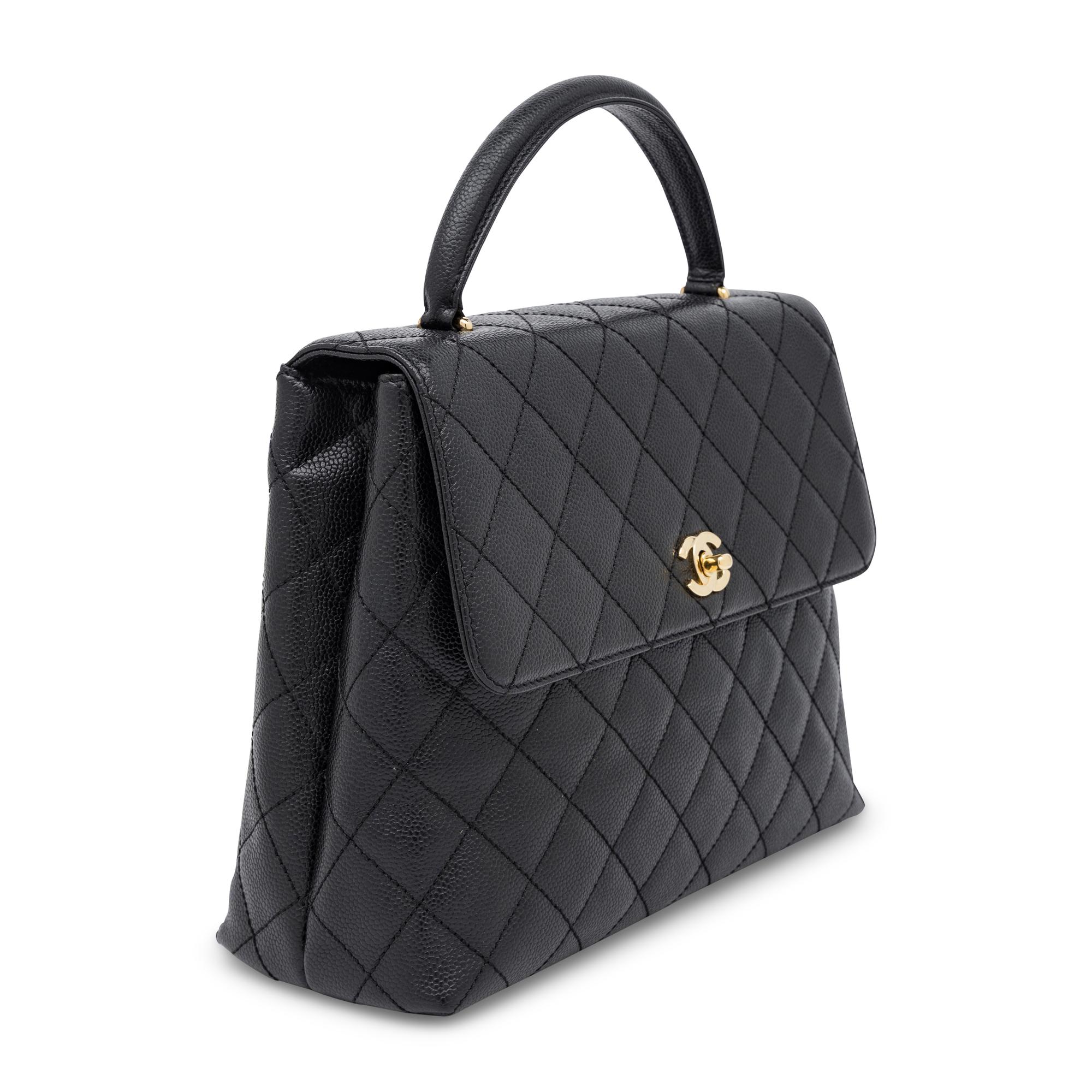 Chanel, Kelly Handle Bag in Black Caviar Leather