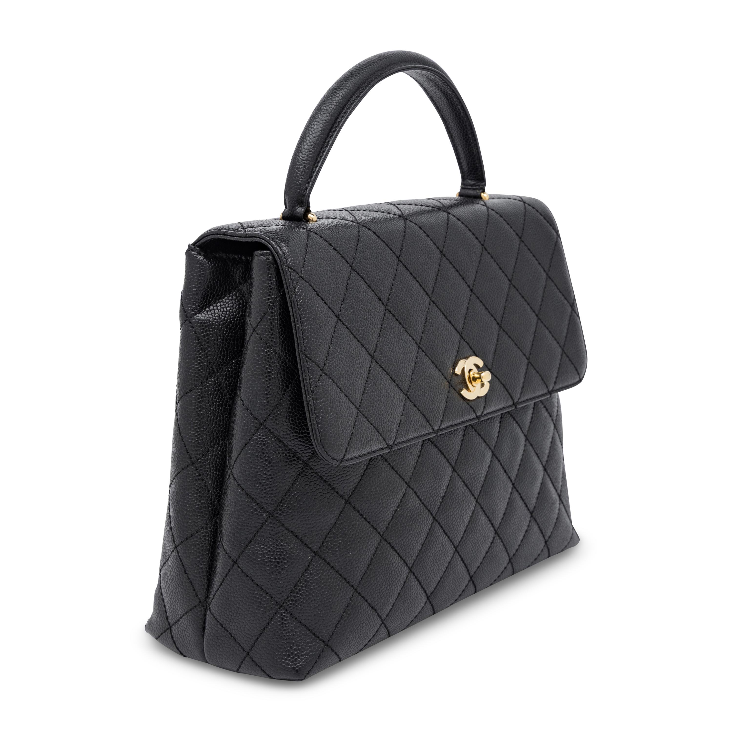 Chanel, Kelly Handle Bag in Black Caviar Leather