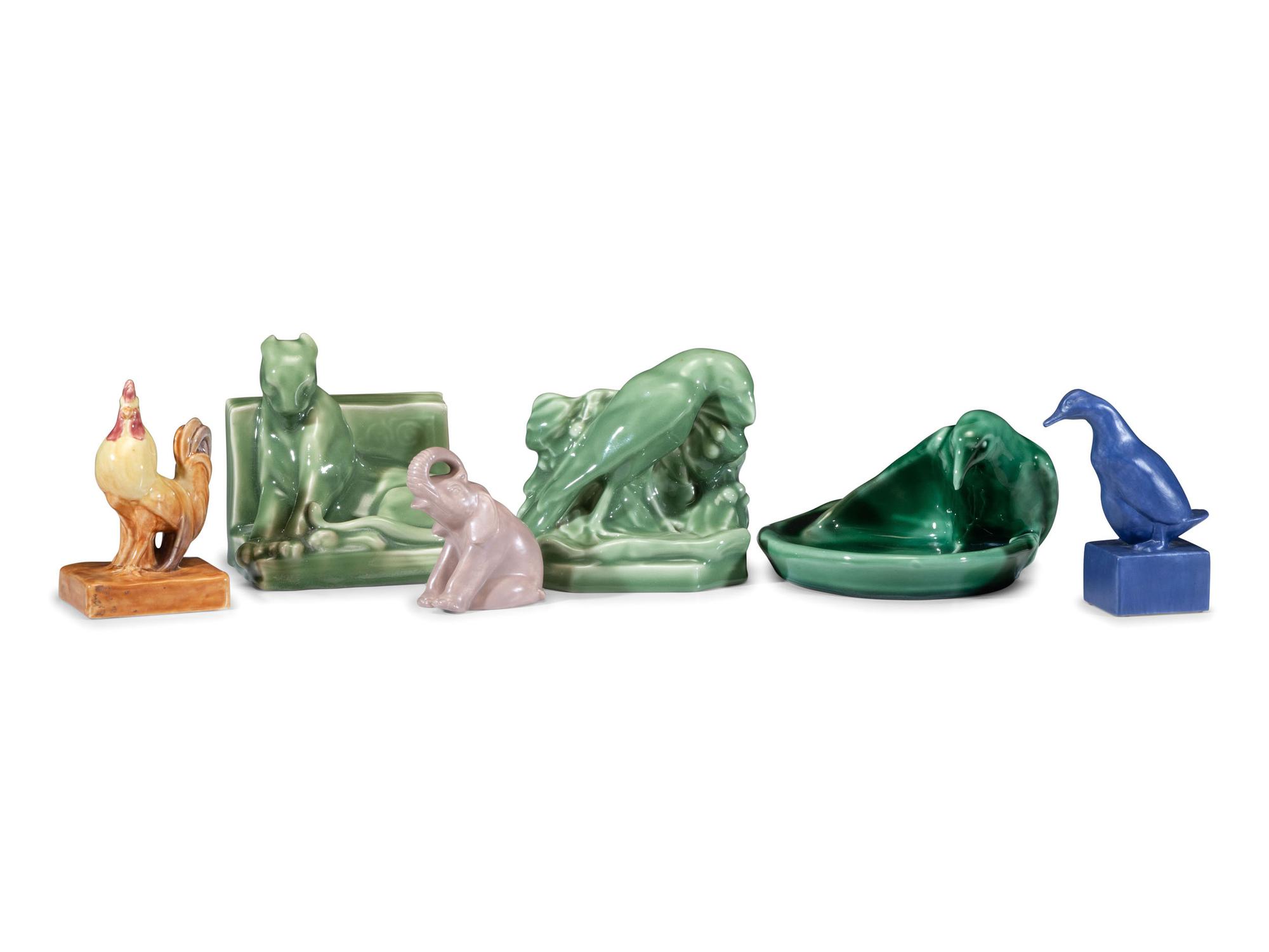 Six Animal Form Rookwood Pottery Articles