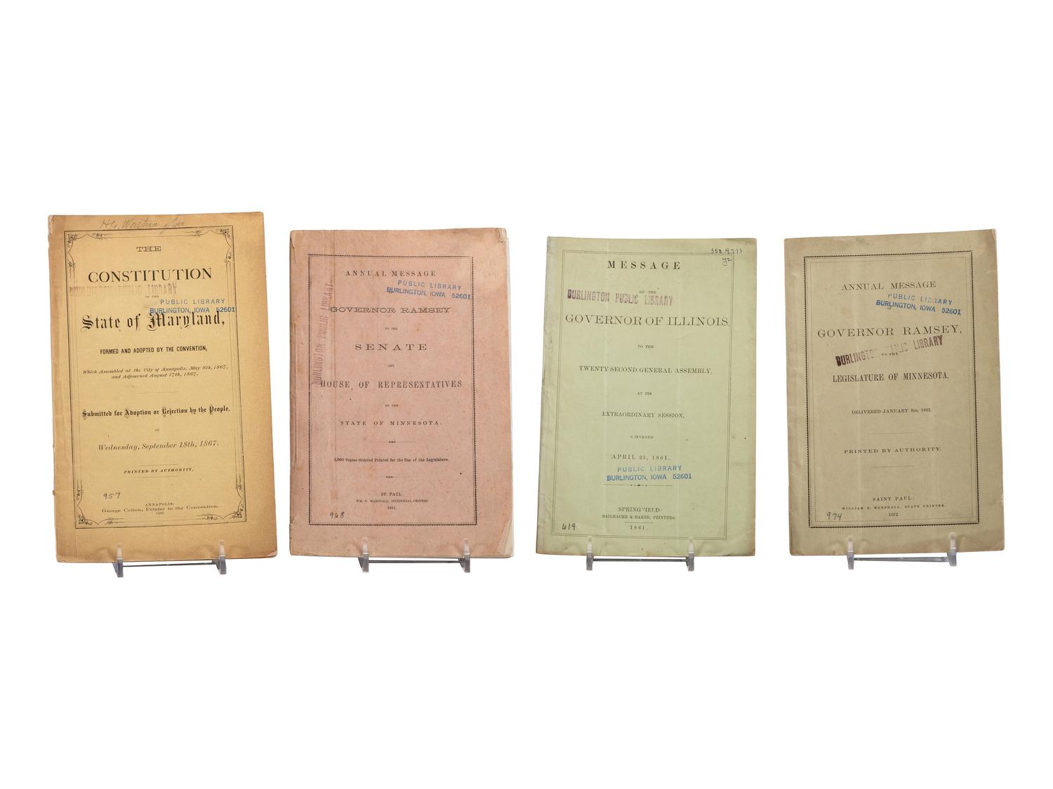 [POLITICS]. A group of 19th-century political, legal, and labor-related pamphlets, including Stephen Douglas's death, comprising: