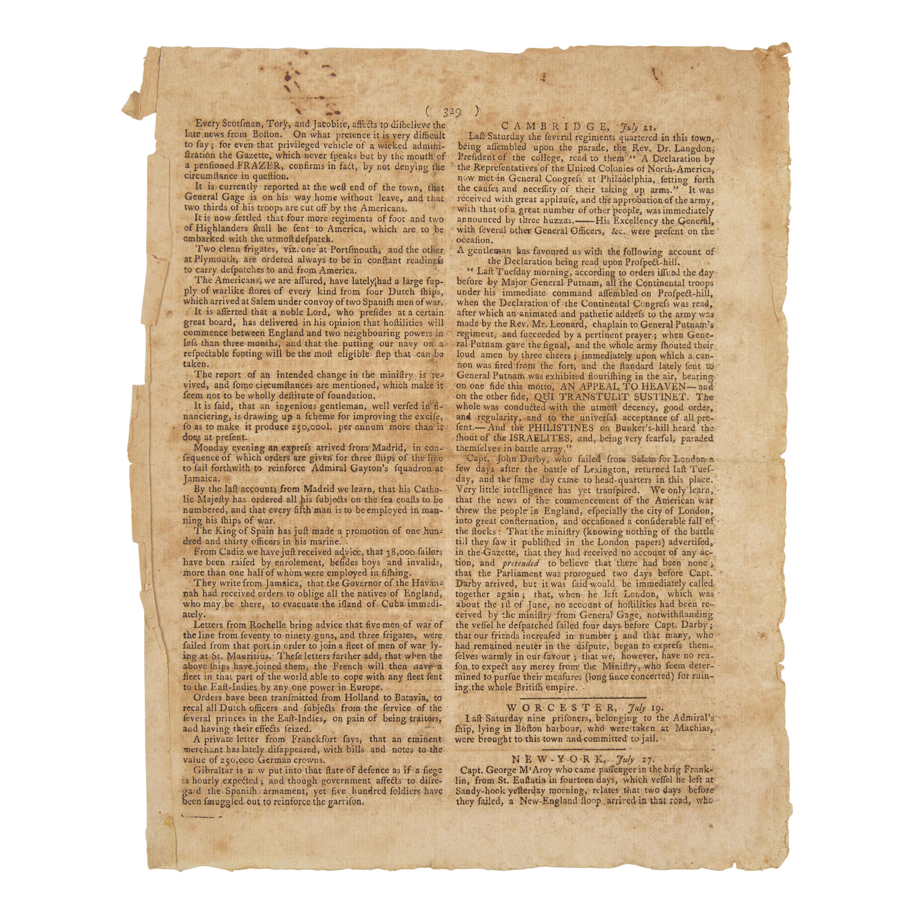 [American Revolution] The British Reaction to the Battles of Lexington and Concord