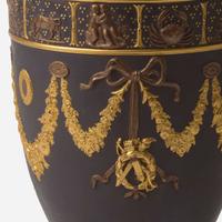 A Wedgwood Bronzed and Gilded Black Basalt Vase and Cover UK, circa 1900