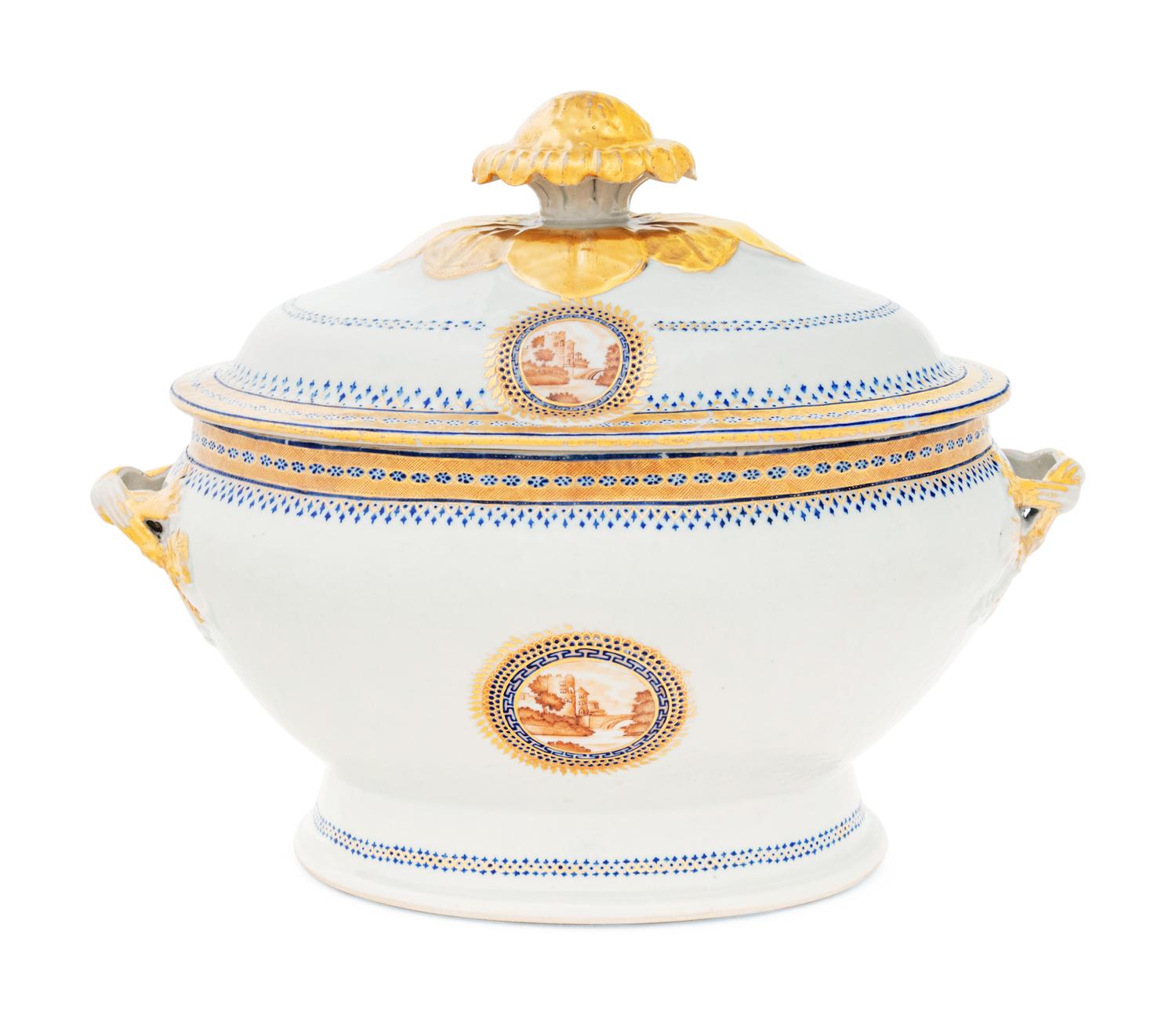A Chinese Export Porcelain Tureen and Cover with Underplate