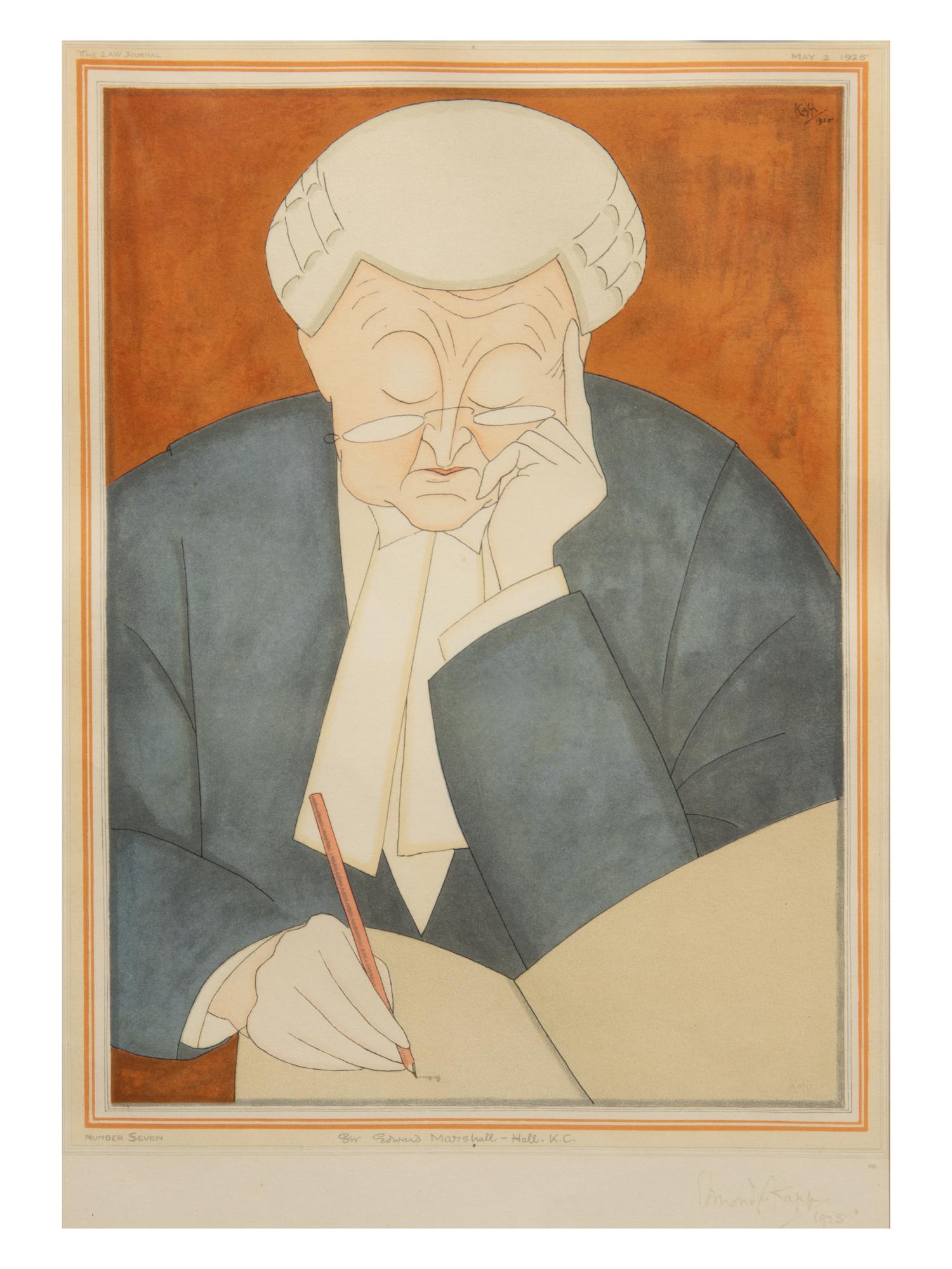 A Set of Ten Lithograph Caricatures of British Lawyers and Politicians by Edmond Xavier Kapp (British, 1890-1978) for The Law Journal