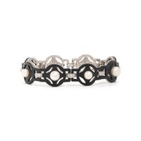 MARSH & CO., STEEL, DIAMOND, AND CULTURED PEARL BRACELET