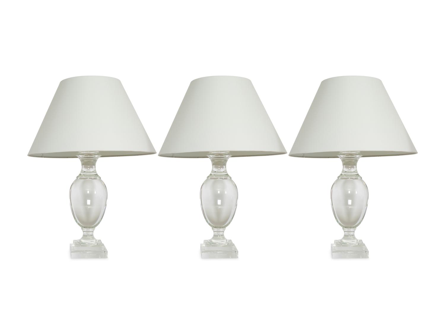 Three Ralph Lauren Acrylic and Glass Table Lamps