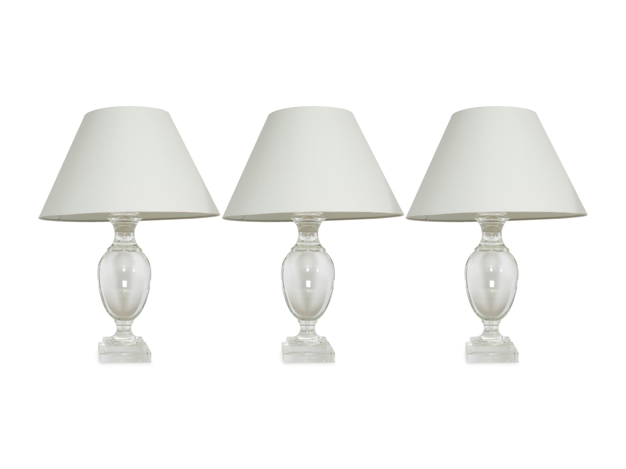 Three Ralph Lauren Acrylic and Glass Table Lamps