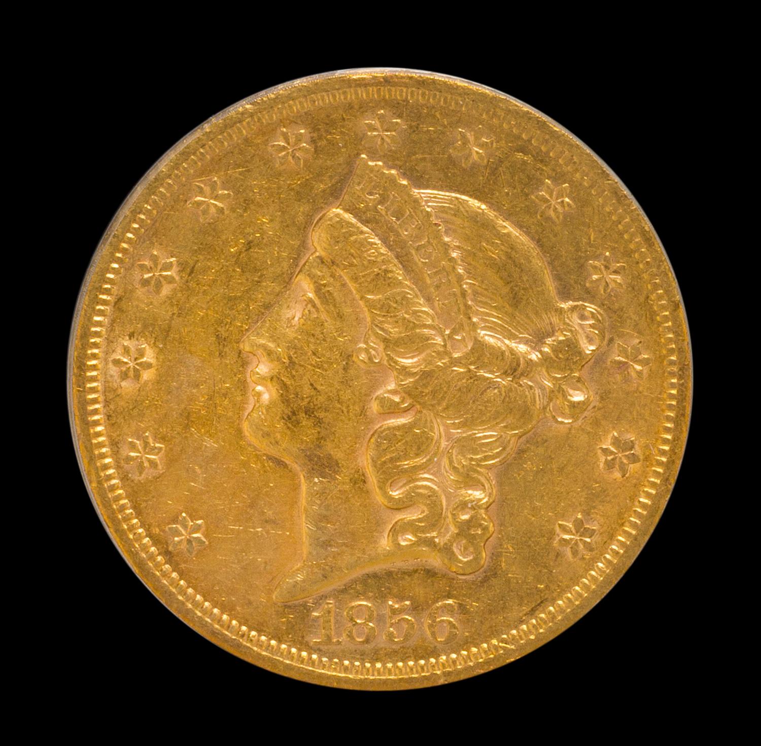 A United States 1856-S Liberty Head $20 Gold Coin