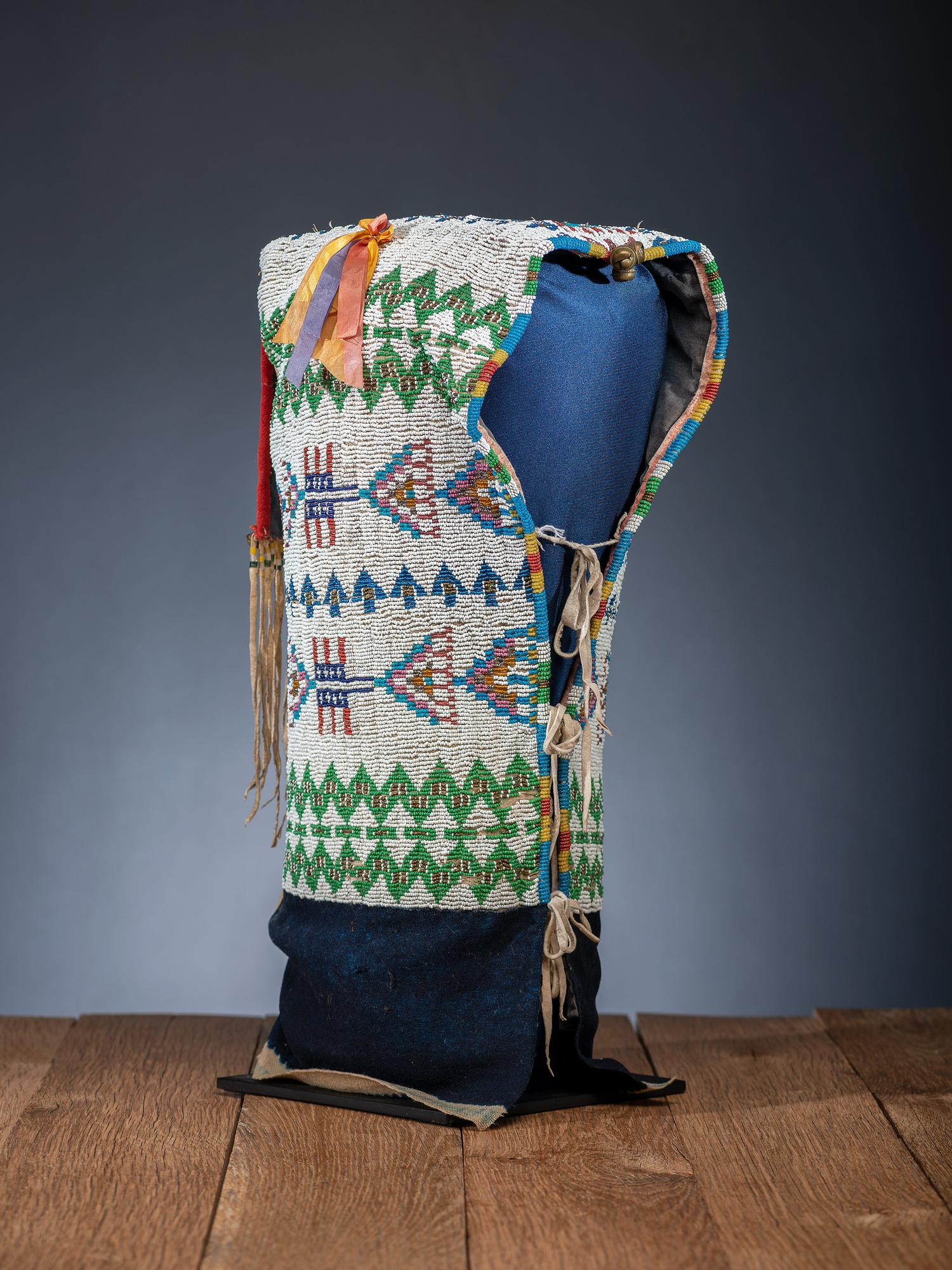 Sioux Beaded Hide Cradle, with American Flags