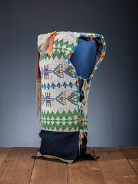 Sioux Beaded Hide Cradle, with American Flags