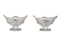 A Pair of English Silver Pierce Decorated Candy Dishes