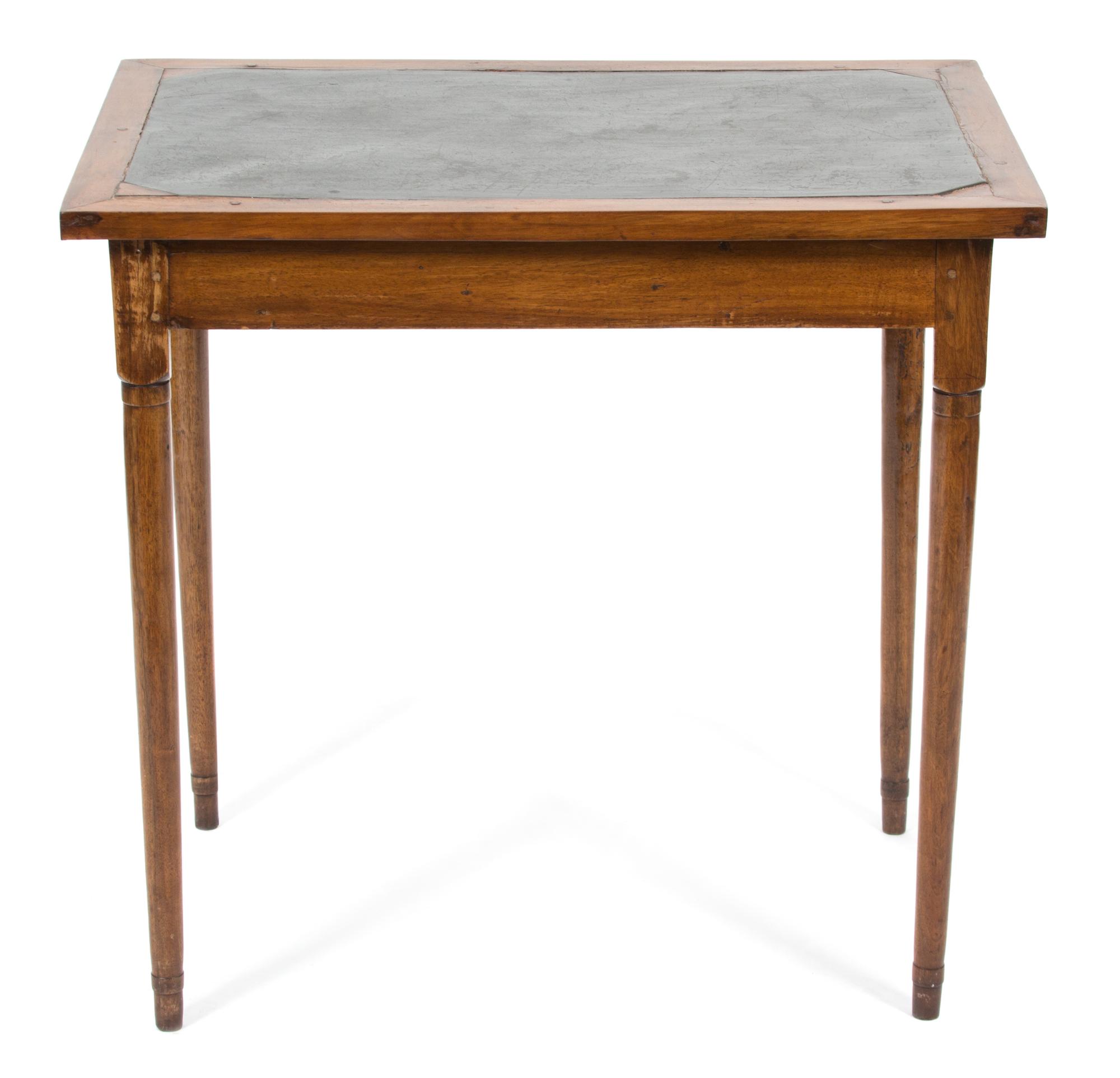 A Louis Philippe Slate Inset and Walnut Side Table Height 28 1/4 x width 30 1/2 x depth 21 inches. — 19TH CENTURY