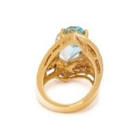 AQUAMARINE AND DIAMOND RING