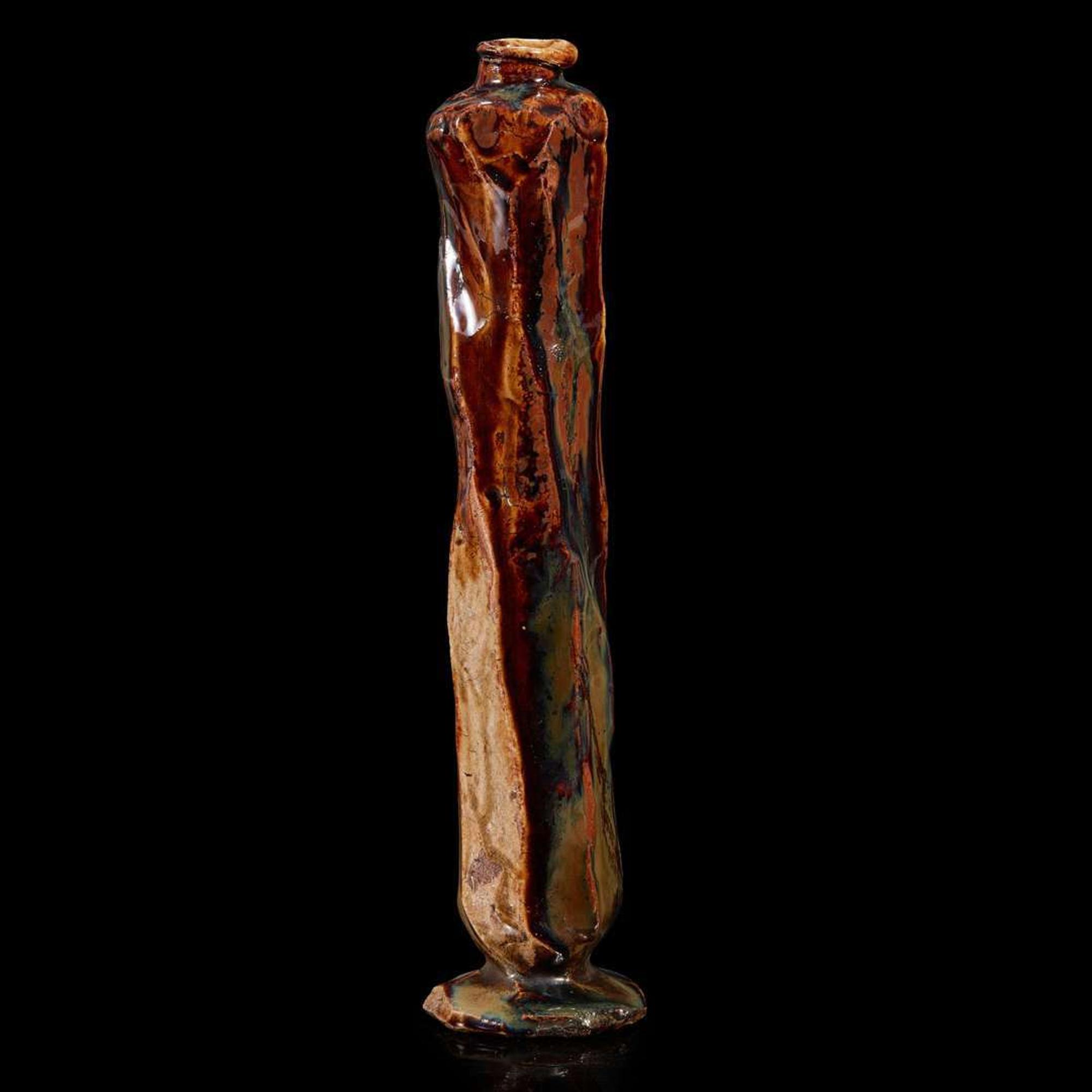 A Tall Japanese Studio Pottery Vase dated Taisho 12th year, equivalent to 1923
