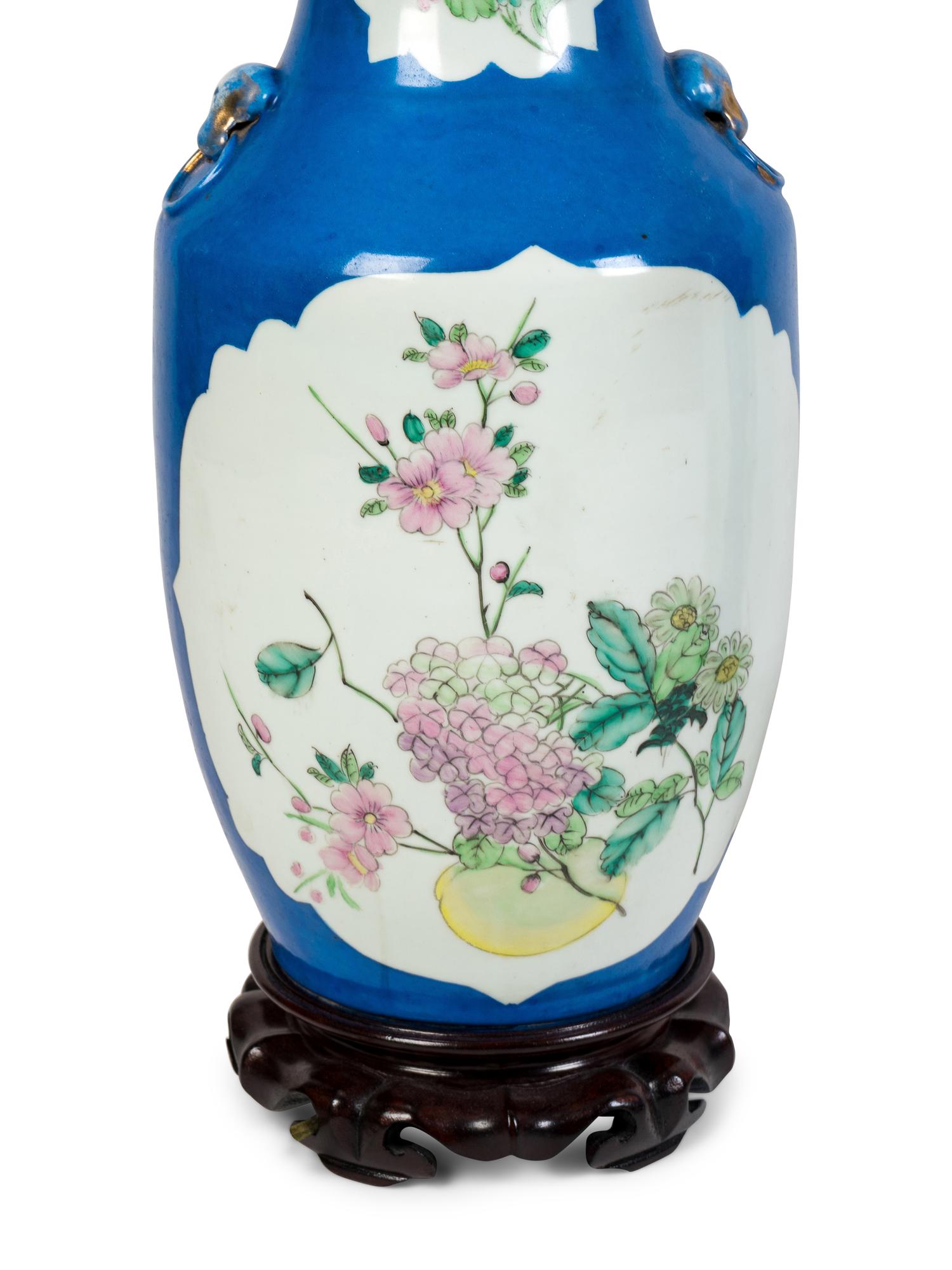 A Pair of Chinese Export Porcelain Vases Mounted as Lamps