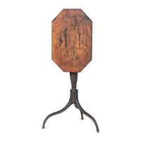 A Federal Black Painted Cherry/Maple Octagonal Tilt Top Candlestand