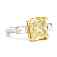 FANCY YELLOW DIAMOND AND DIAMOND RING