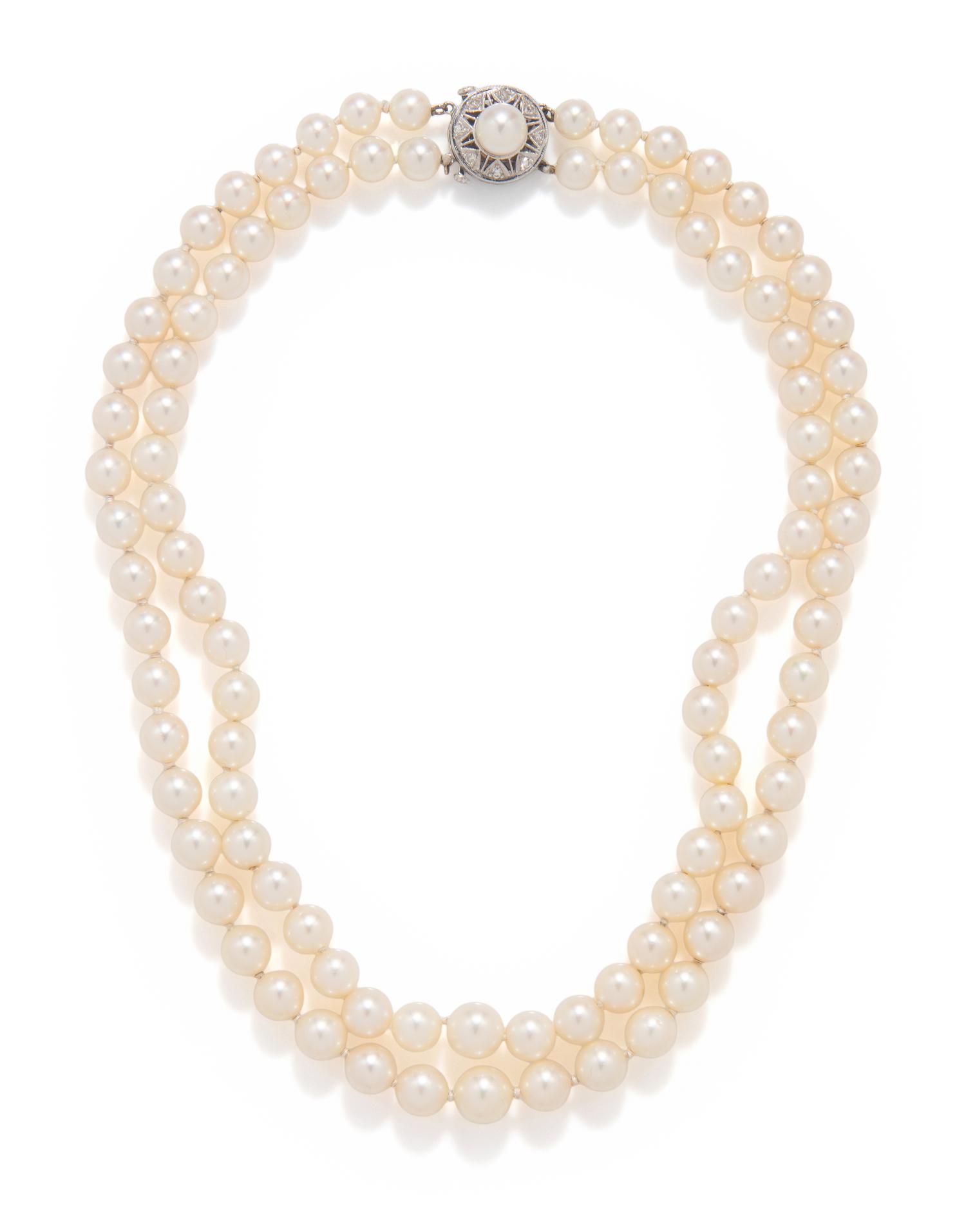 DOUBLE STRAND CULTURED PEARL NECKLACE