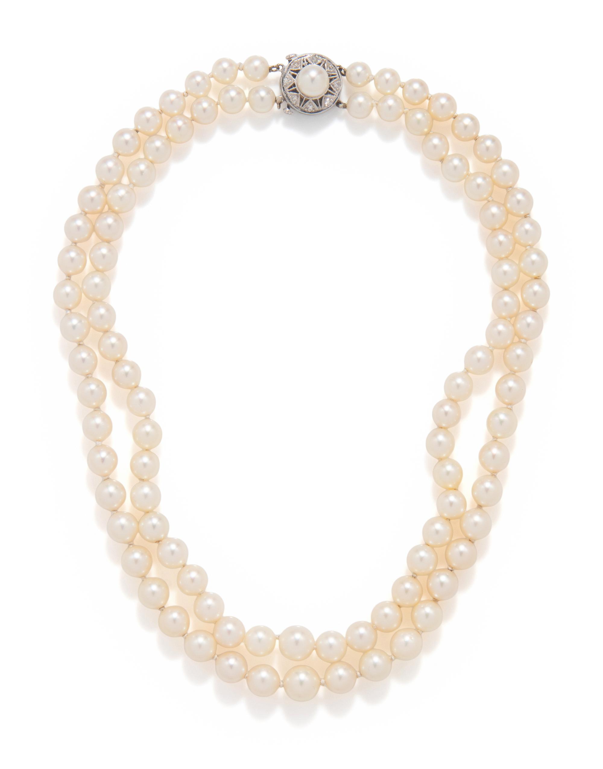 DOUBLE STRAND CULTURED PEARL NECKLACE