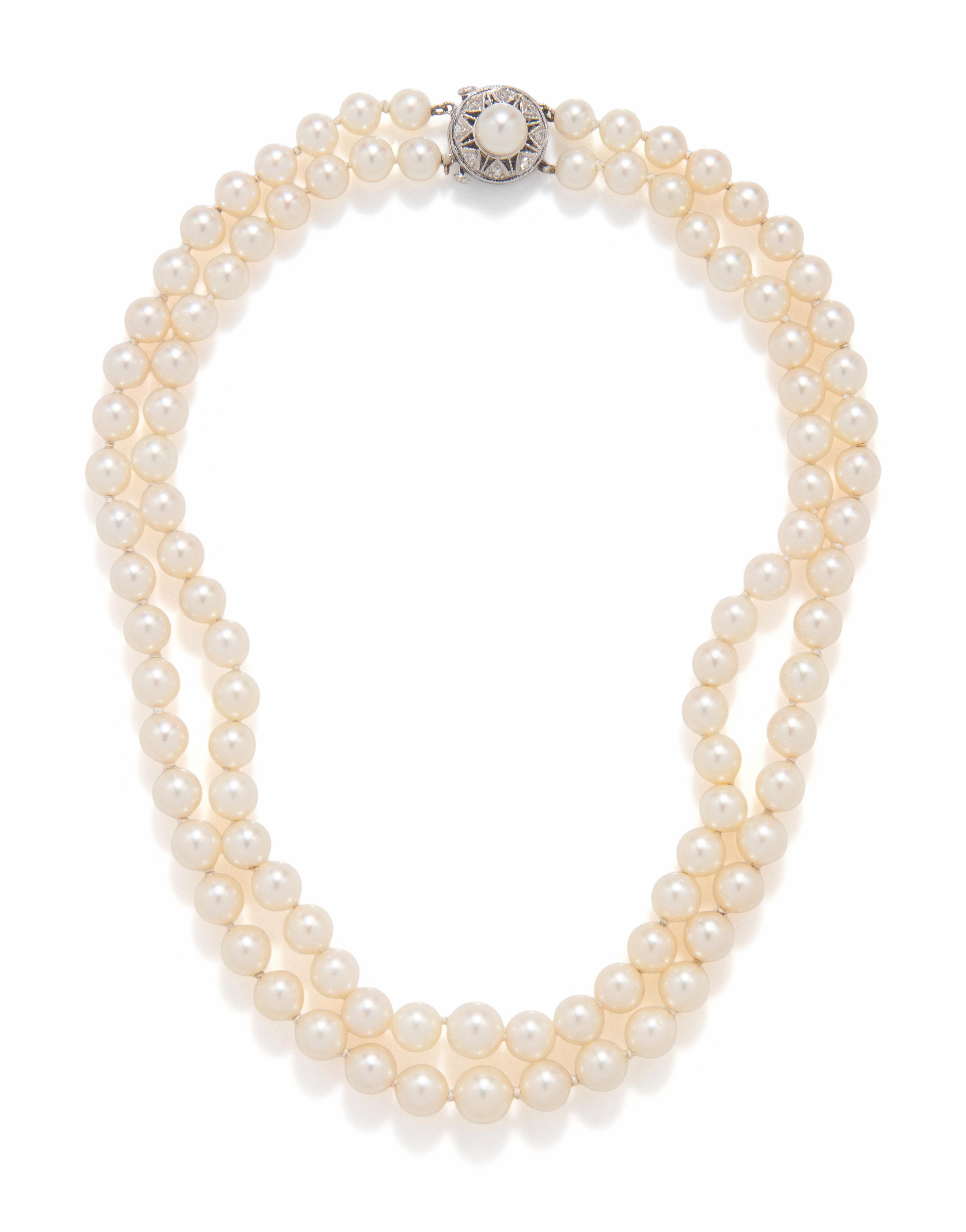 DOUBLE STRAND CULTURED PEARL NECKLACE
