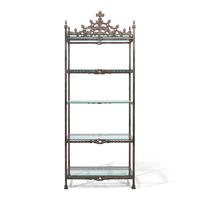 A Neo-Gothic Style Wrought Iron and Glass Bookshelf