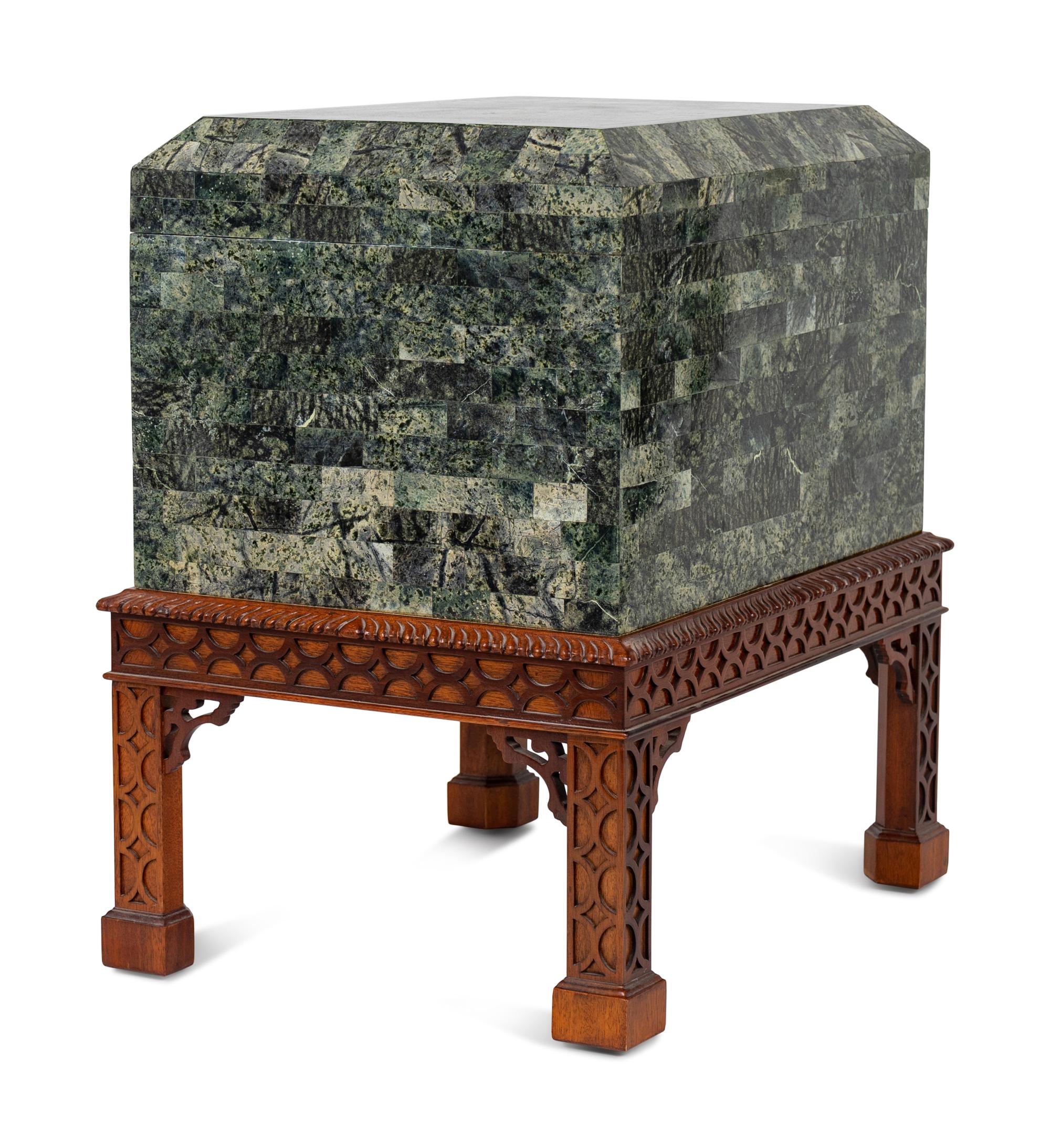 A Tessellated Marble Box on Chippendale Style Stand — 20TH CENTURY
