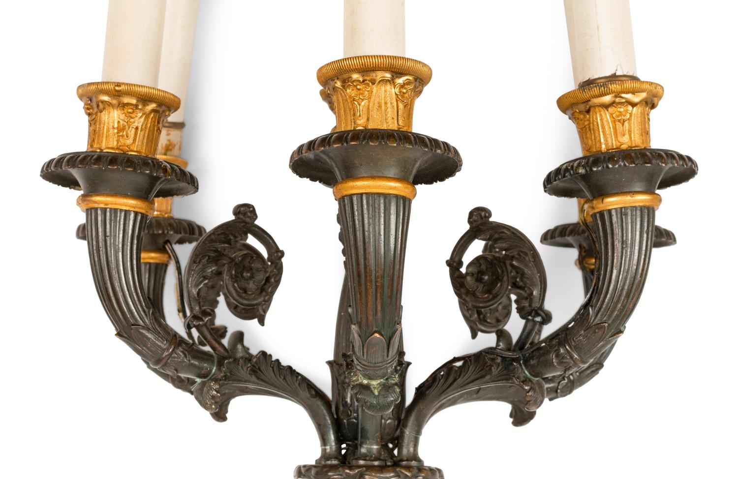 A Pair of Empire Style Bronze Six-Light Sconces