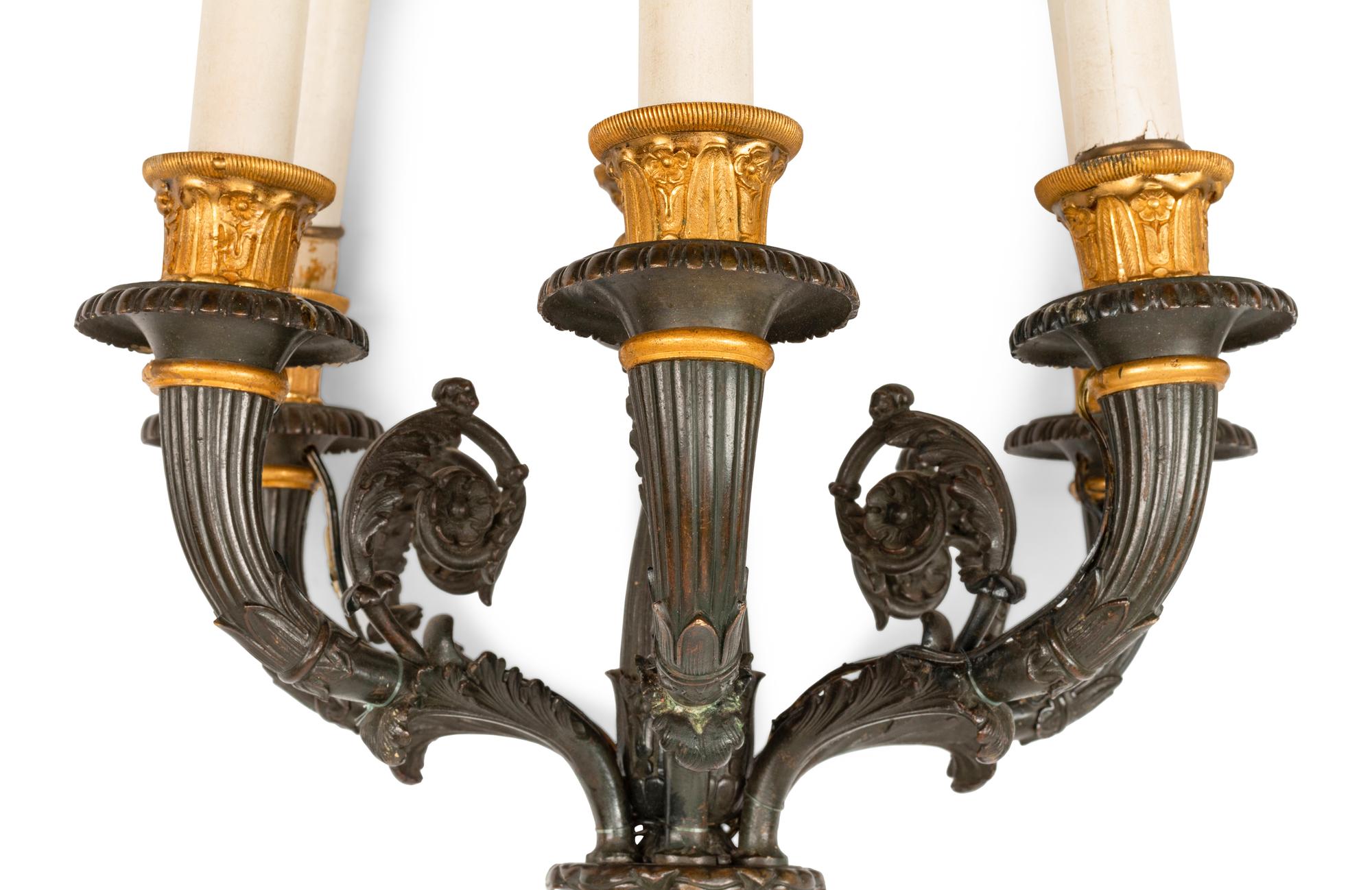 A Pair of Empire Style Bronze Six-Light Sconces