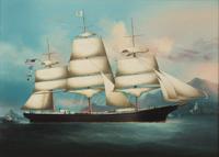 Chinese Export School 19th Century, A Portrait of the Ship "Annie H. Smith" in the Port of Hong Kong