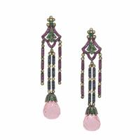 Multigem and Blackened Gold Earrings