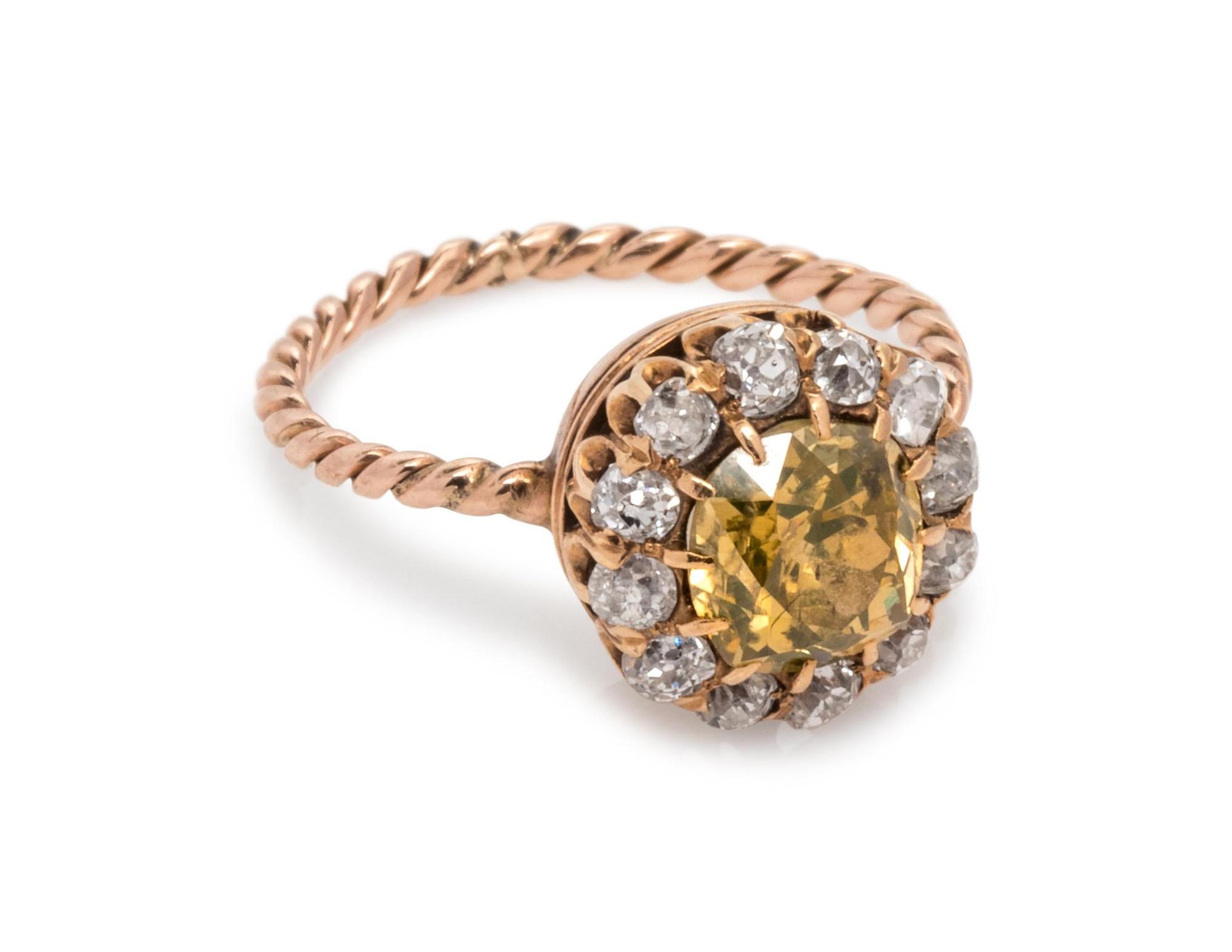 Victorian, Fancy Colored Diamond and Diamond Ring