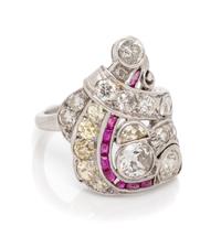 An Antique Platinum, Diamond and Ruby Ring, 3.00 dwts.