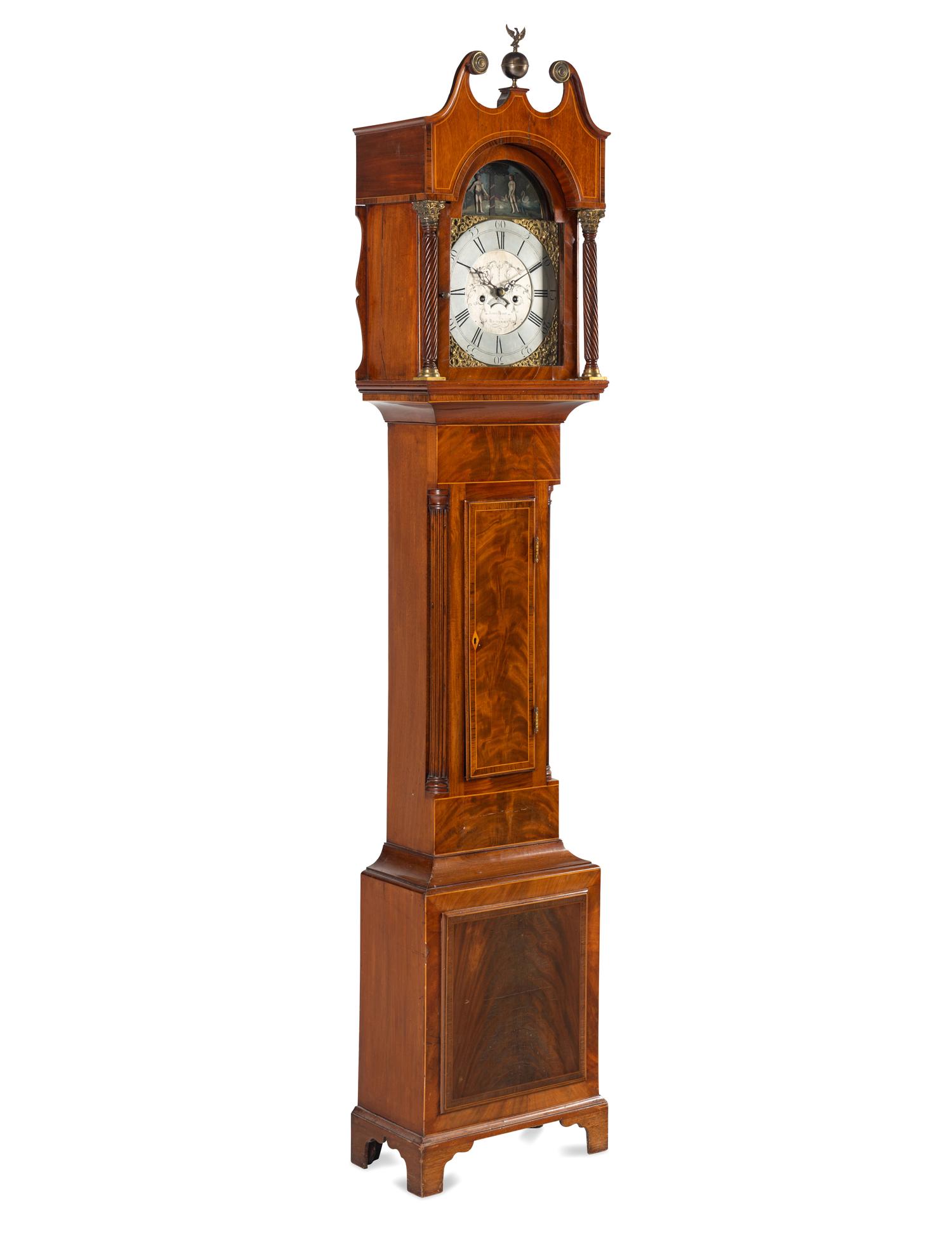 An English Mahogany "Adam and Eve" Automaton Longcase Clock