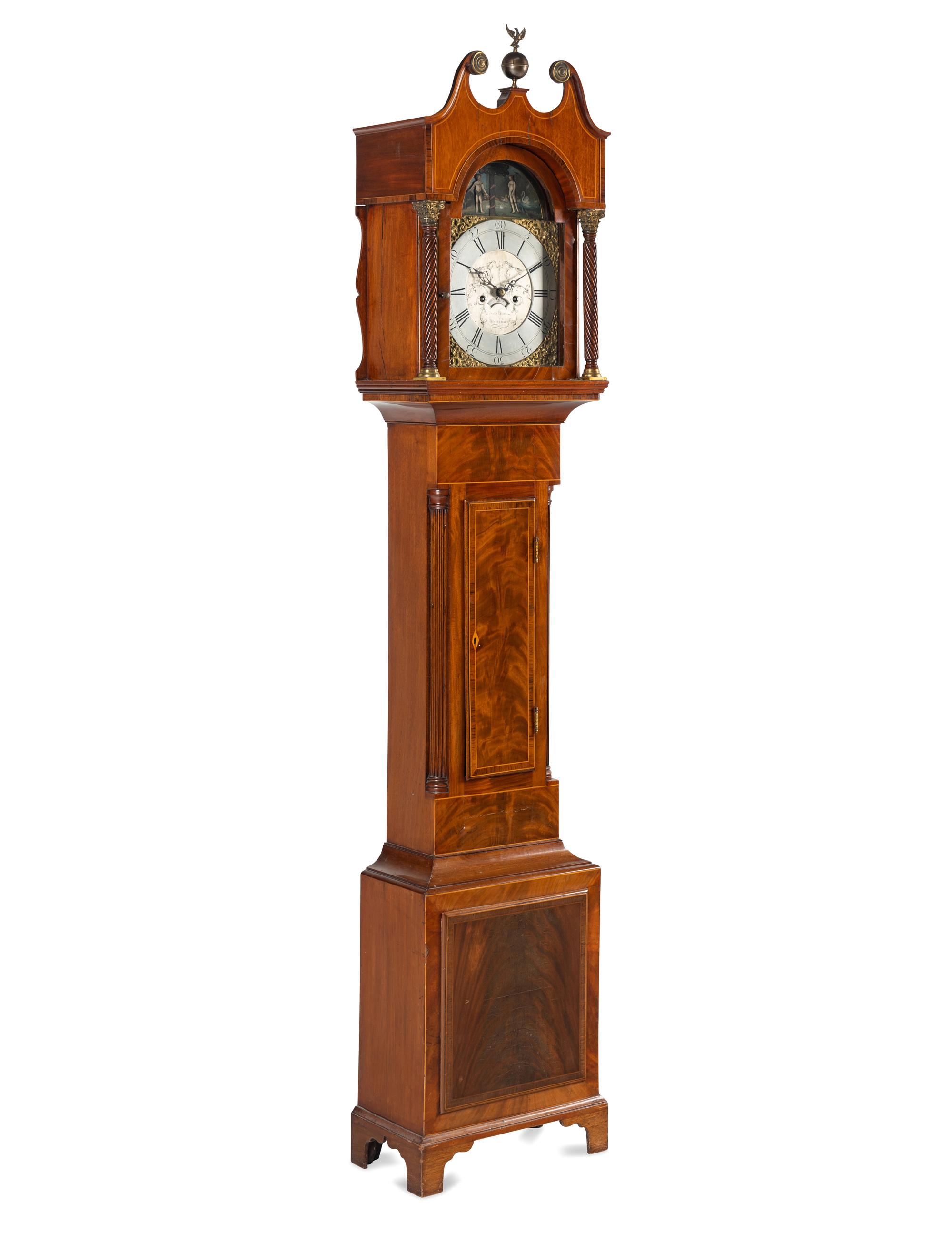 An English Mahogany "Adam and Eve" Automaton Longcase Clock