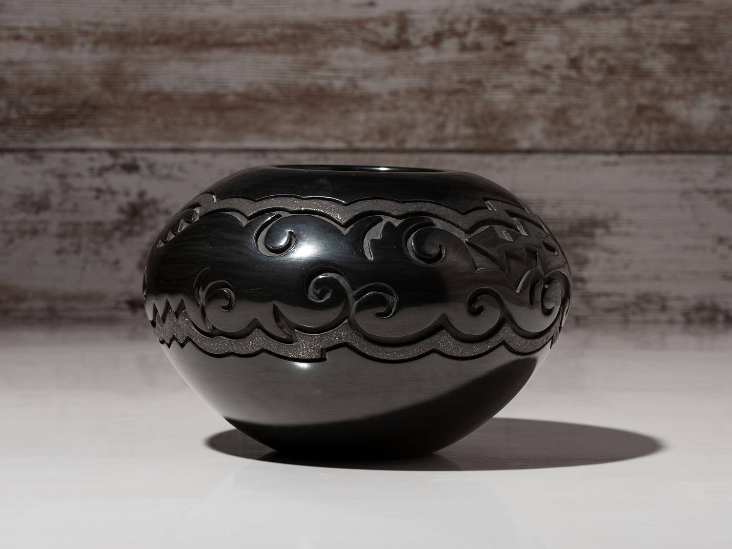 Carved Blackware Pottery Bowl