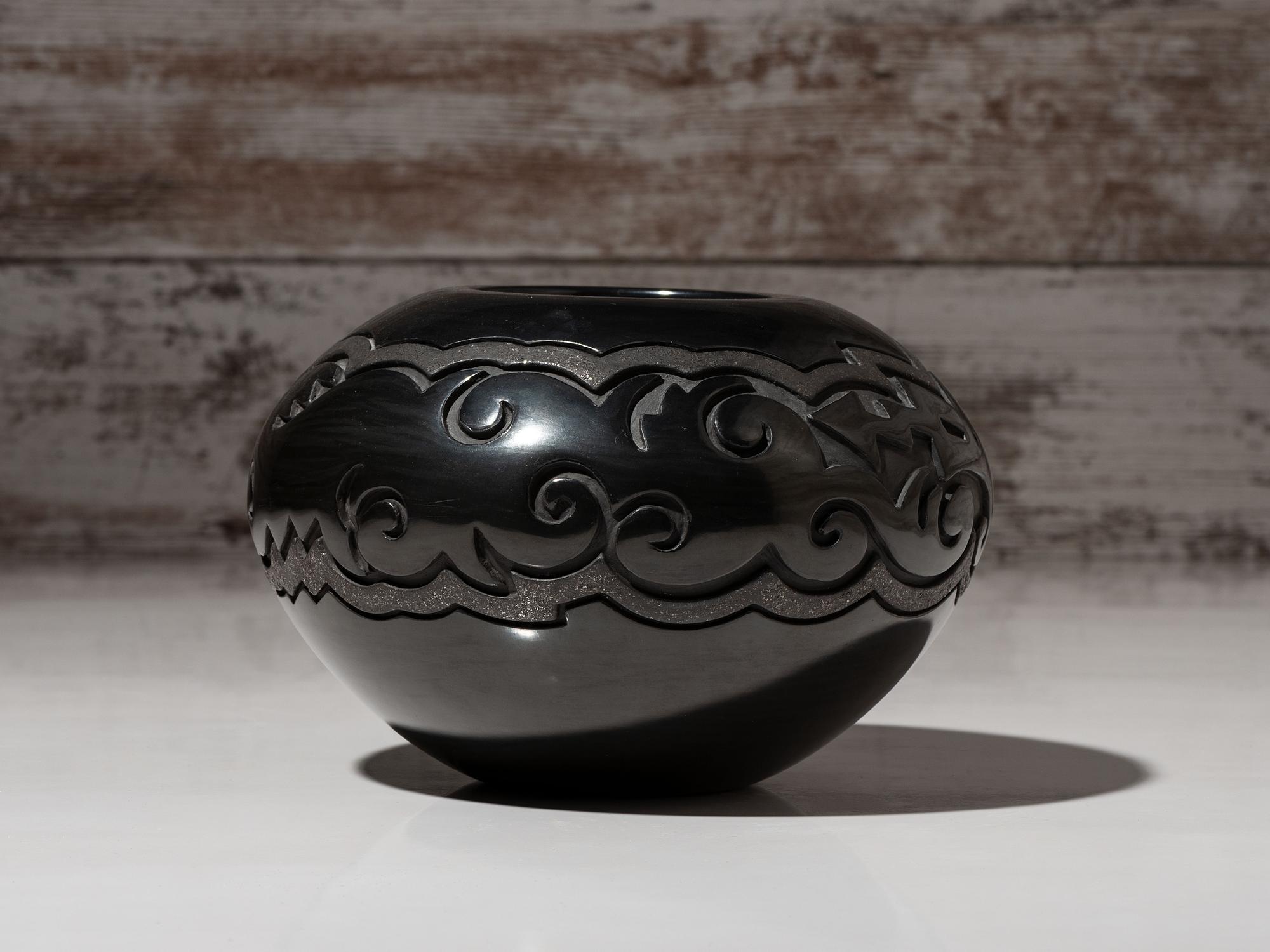 Carved Blackware Pottery Bowl