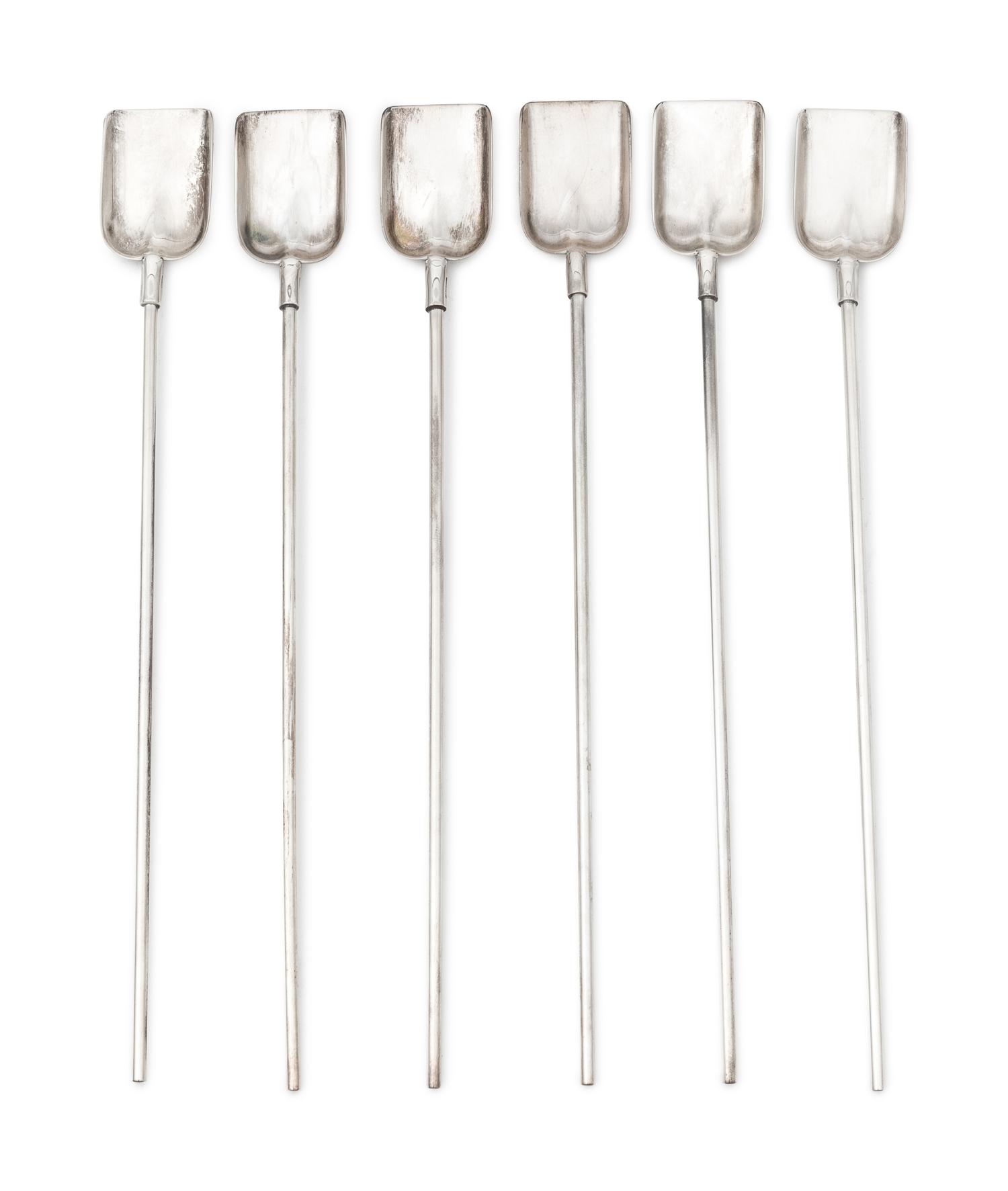 A Set of Six American Silver Shovel Sipper Spoons — Tiffany & Co, New York, NY, 20th Century
