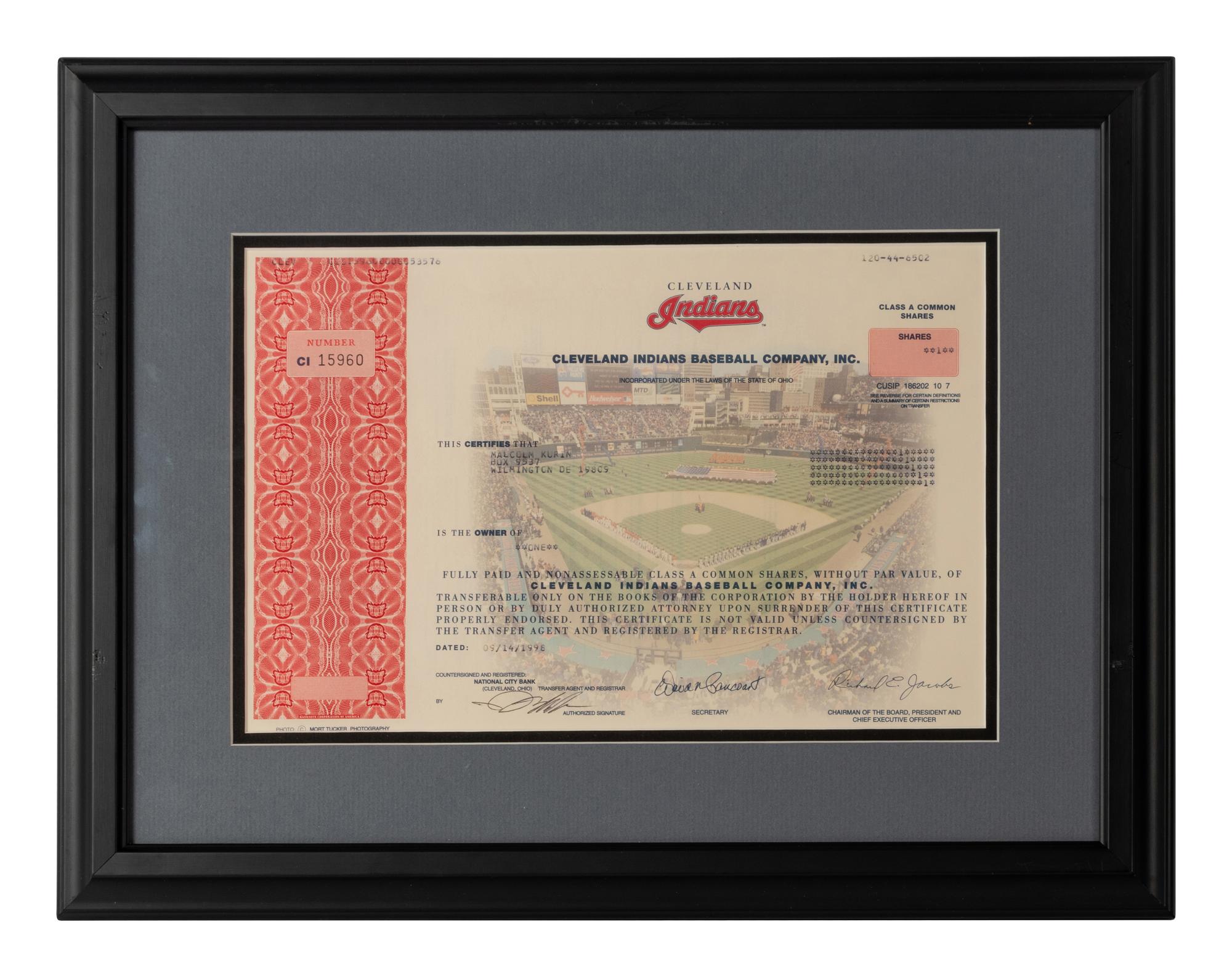 A Group of Assorted Vintage Professional Baseball Stock Certificates,