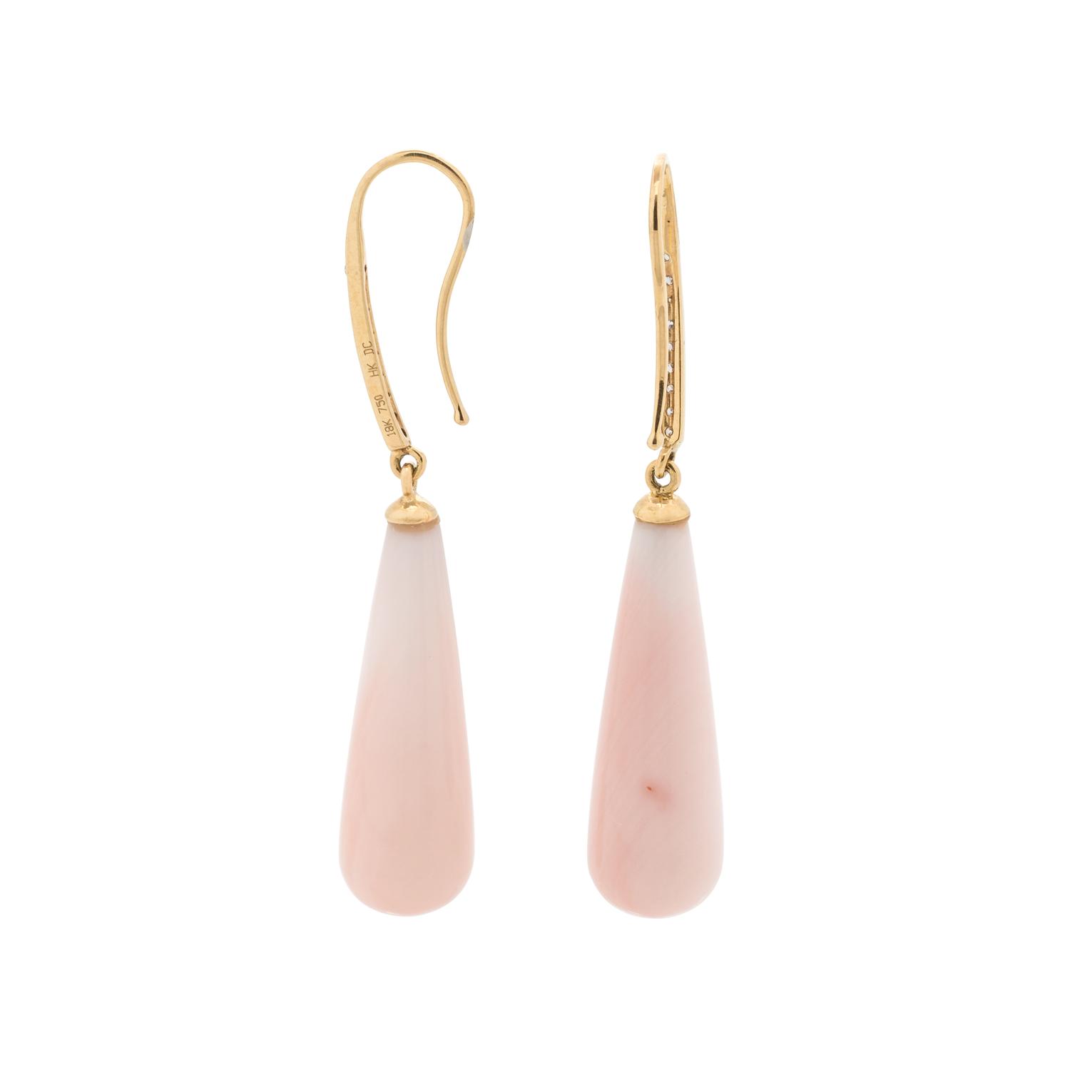 ANGEL SKIN CORAL AND DIAMOND EARRINGS