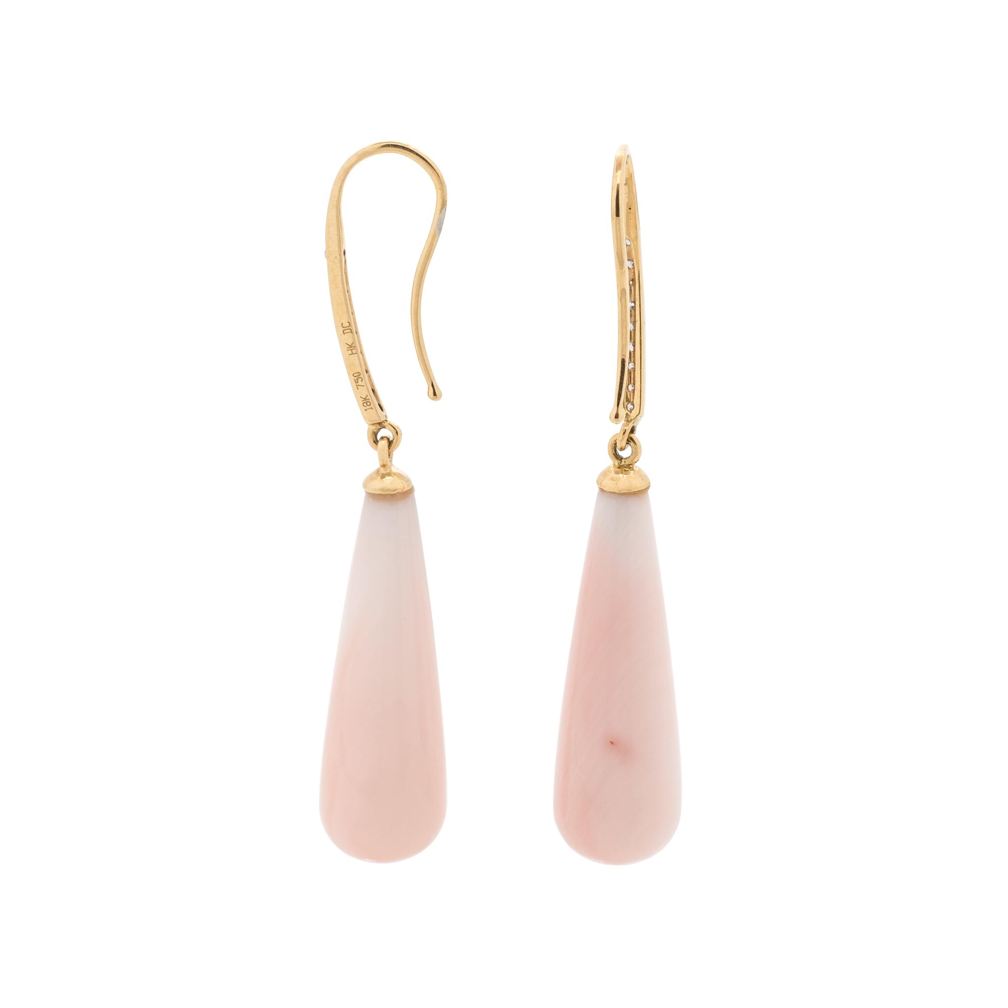 ANGEL SKIN CORAL AND DIAMOND EARRINGS