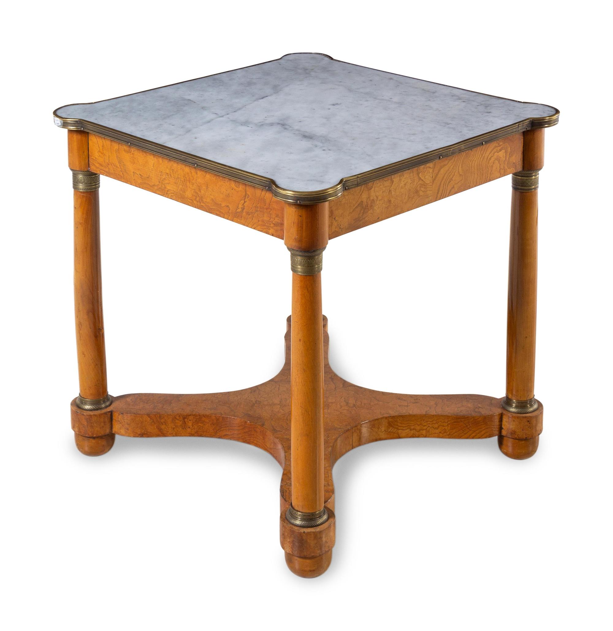 An Empire Style Burlwood Marble-Top Table