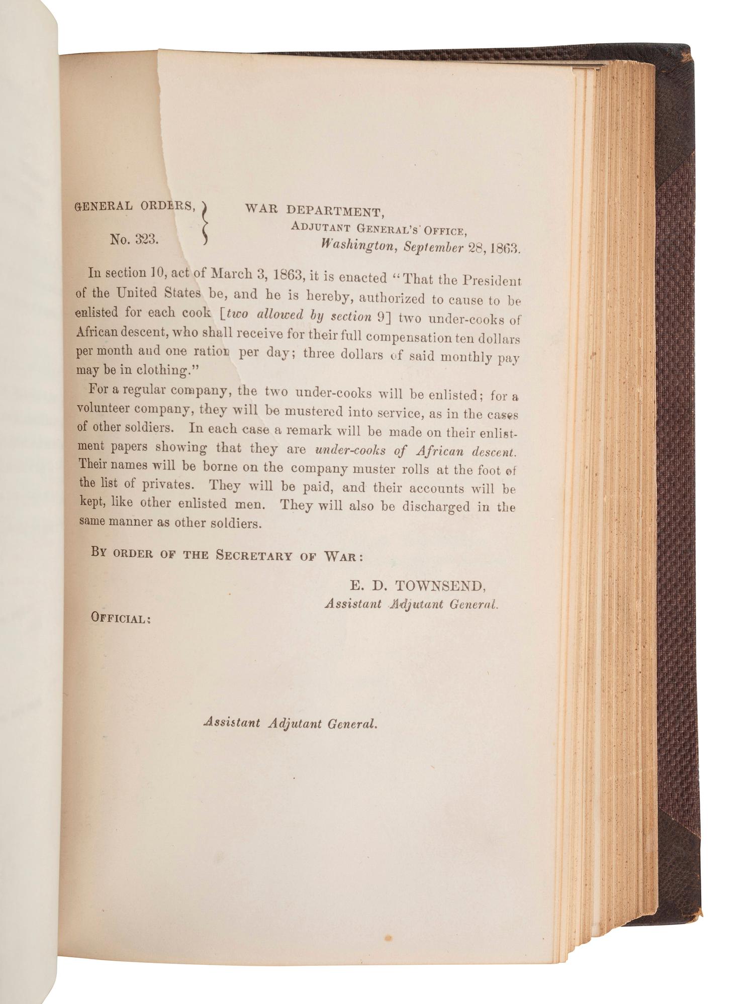 [CIVIL WAR - MILITARIA]. General Orders Nos. 202-400. Washington, DC: War Department, 1863.