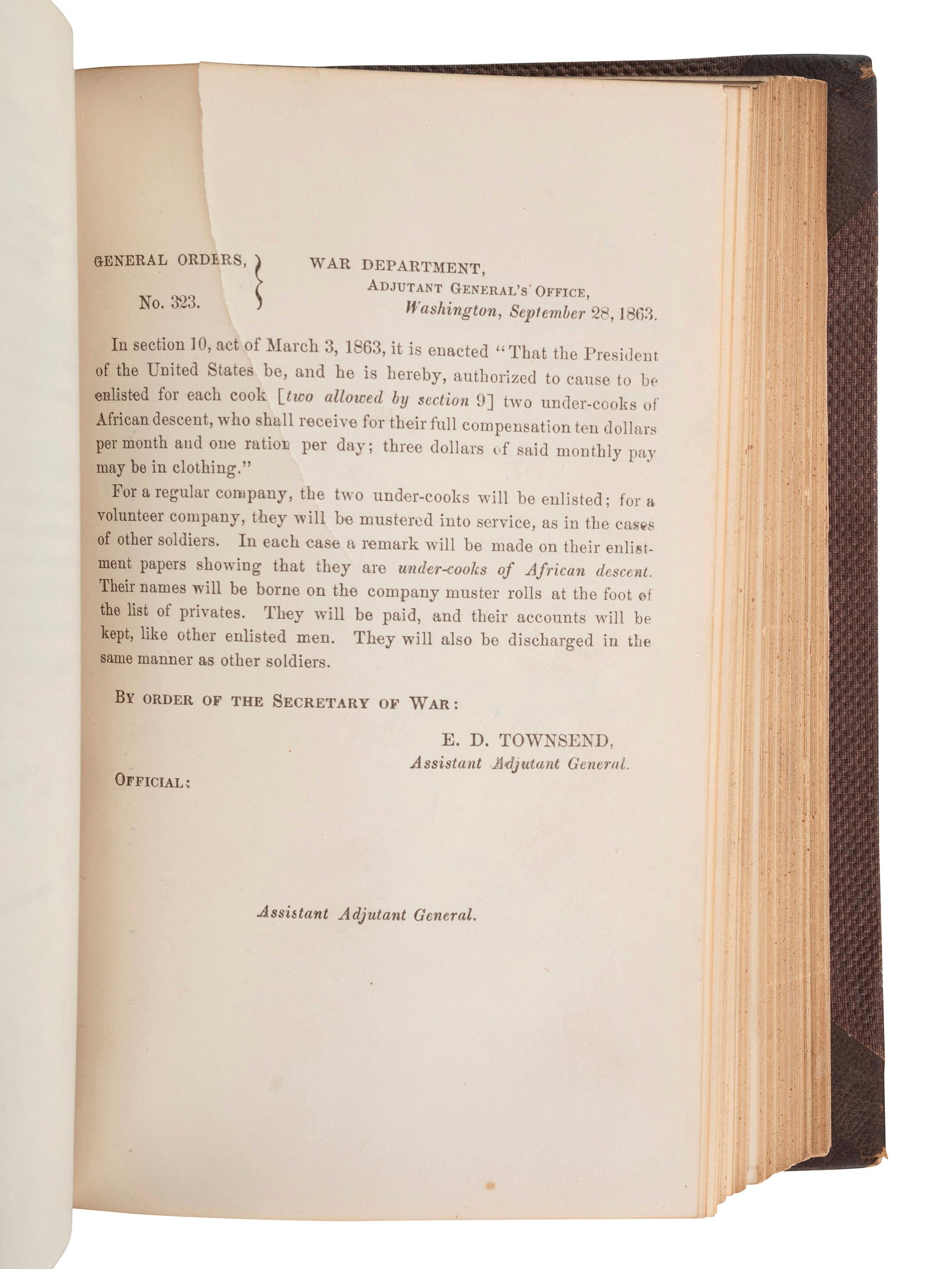[CIVIL WAR - MILITARIA]. General Orders Nos. 202-400. Washington, DC: War Department, 1863.