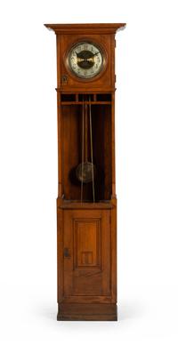 A Gustav Becker Oak Tall Case Clock