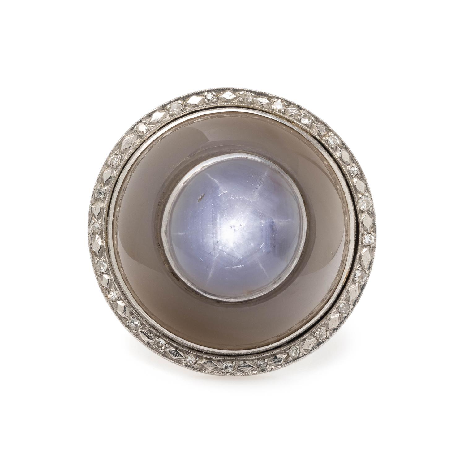 STAR SAPPHIRE AND DIAMOND RING