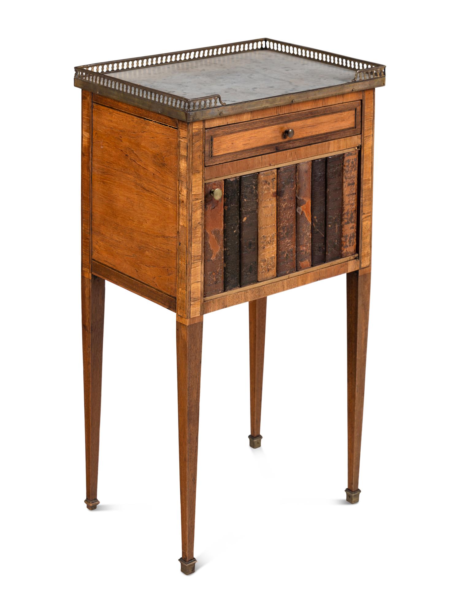 A Louis XVI Style Faux Book-Front Side Table